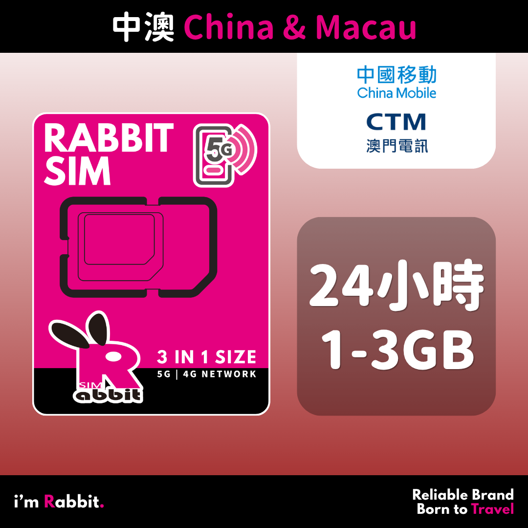 China & Macau 24-Hour Unlimited Data #China Mobile & CTM