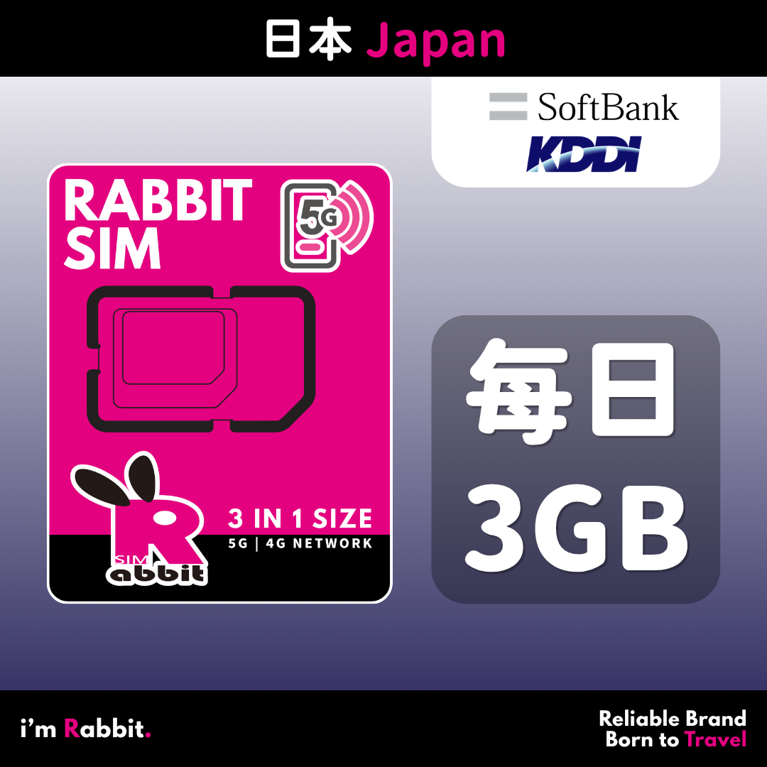 Japan 3GB/Day FUP Unlimited Data #SoftBank + KDDI